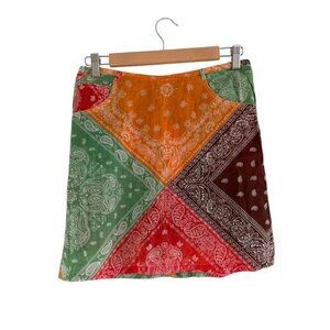 BLUE PLATE MULTICOLOR PAISLEY MINI SKIRT WOMENS PETITE SMALL